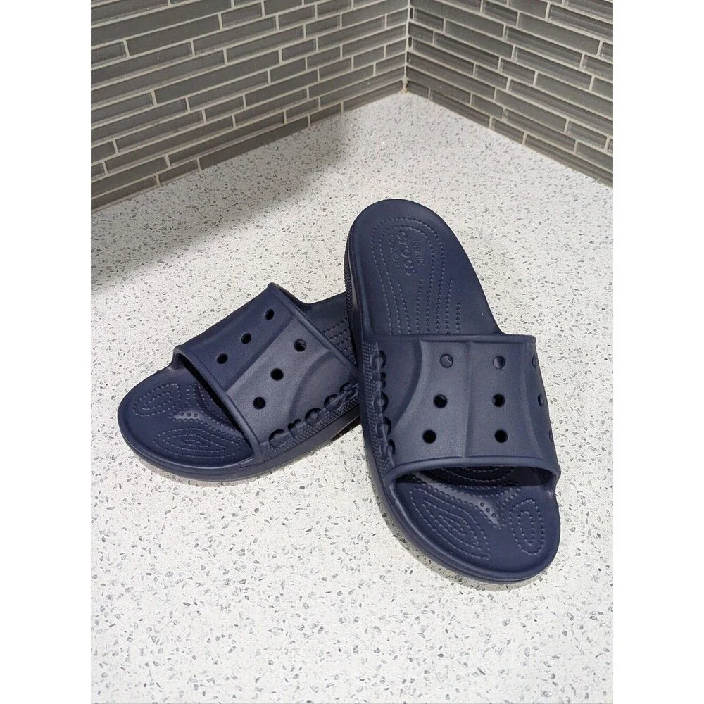 Crocs Baya Slide II 2 Navy Blue Sandal Slip-on Slide Pool Beach Men 10 Women 12
